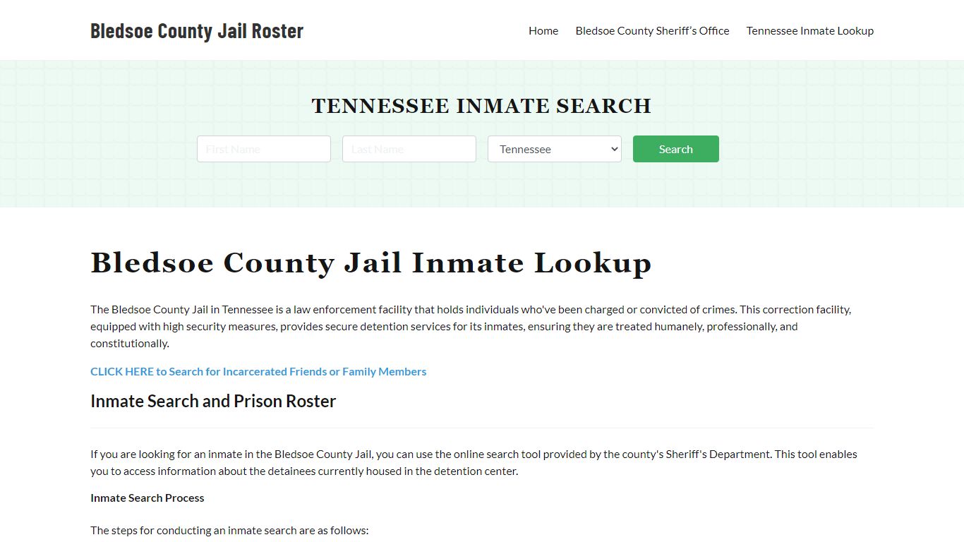 Bledsoe County Jail Roster Lookup, TN, Inmate Search