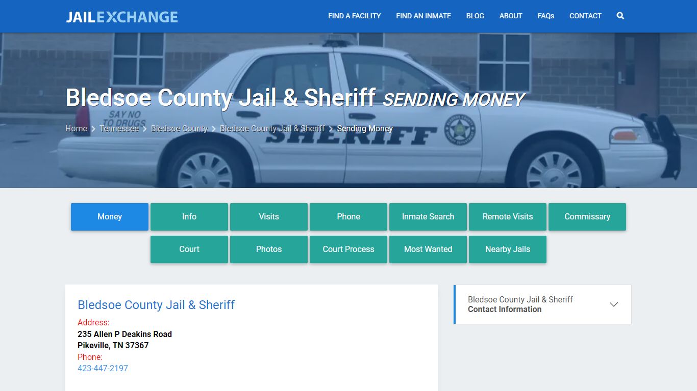 Send Money to Inmate - Bledsoe County Jail & Sheriff, TN